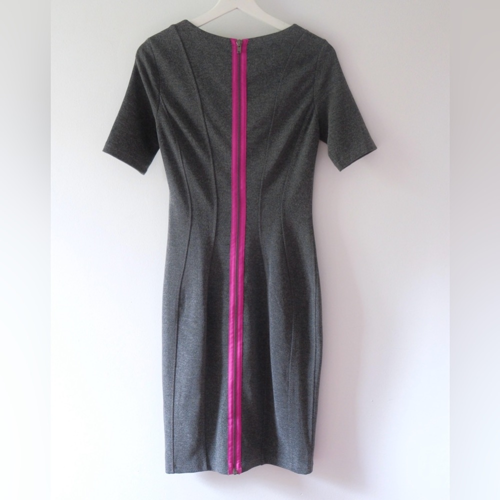 Knit Scuba Dress with Contrast Zipper